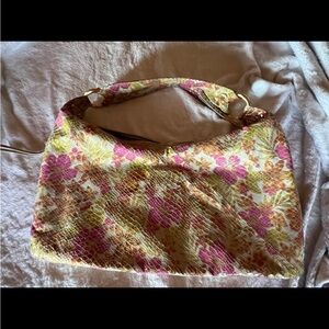 HOBO Floral Shoulder Bag with Pink and Yellow Accents